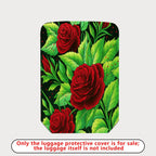 1-Piece Red Rose Green Leaf Floral  Suitcase Luggage Cover, Stretch Protective Sleeve