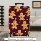 1-Piece Gingerbread Christmas Snowflake Holiday Red  Suitcase Luggage Cover, Stretch Protective Sleeve