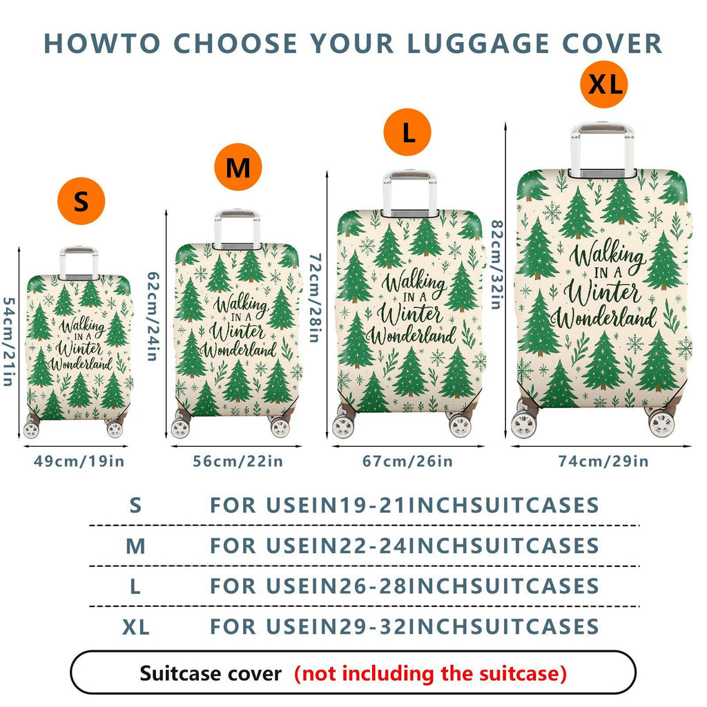 1-Piece Christmas Tree Winter Wonderland Snowflakes Festive Holiday  Suitcase Luggage Cover, Stretch Protective Sleeve