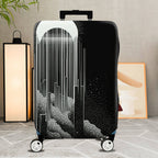 1-Piece Black White Abstract Geometric Futuristic Minimalistic  Suitcase Luggage Cover, Stretch Protective Sleeve
