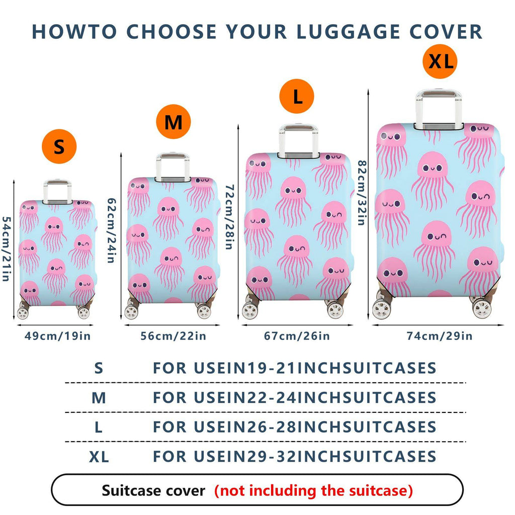 1-Piece Pink Cute  Jellyfish Sea Animal Ocean Travel  Suitcase Luggage Cover, Stretch Protective Sleeve