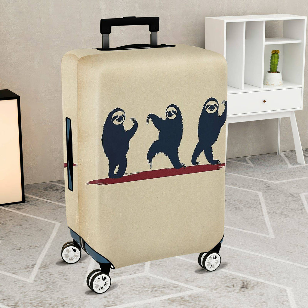 1-Piece Sloth Dance Pattern Fun Cute Animal  Art Beige  Suitcase Luggage Cover, Stretch Protective Sleeve