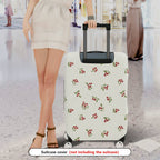 1-Piece Floral Red Berry Green Leaf Holiday Decorative  Suitcase Luggage Cover, Stretch Protective Sleeve