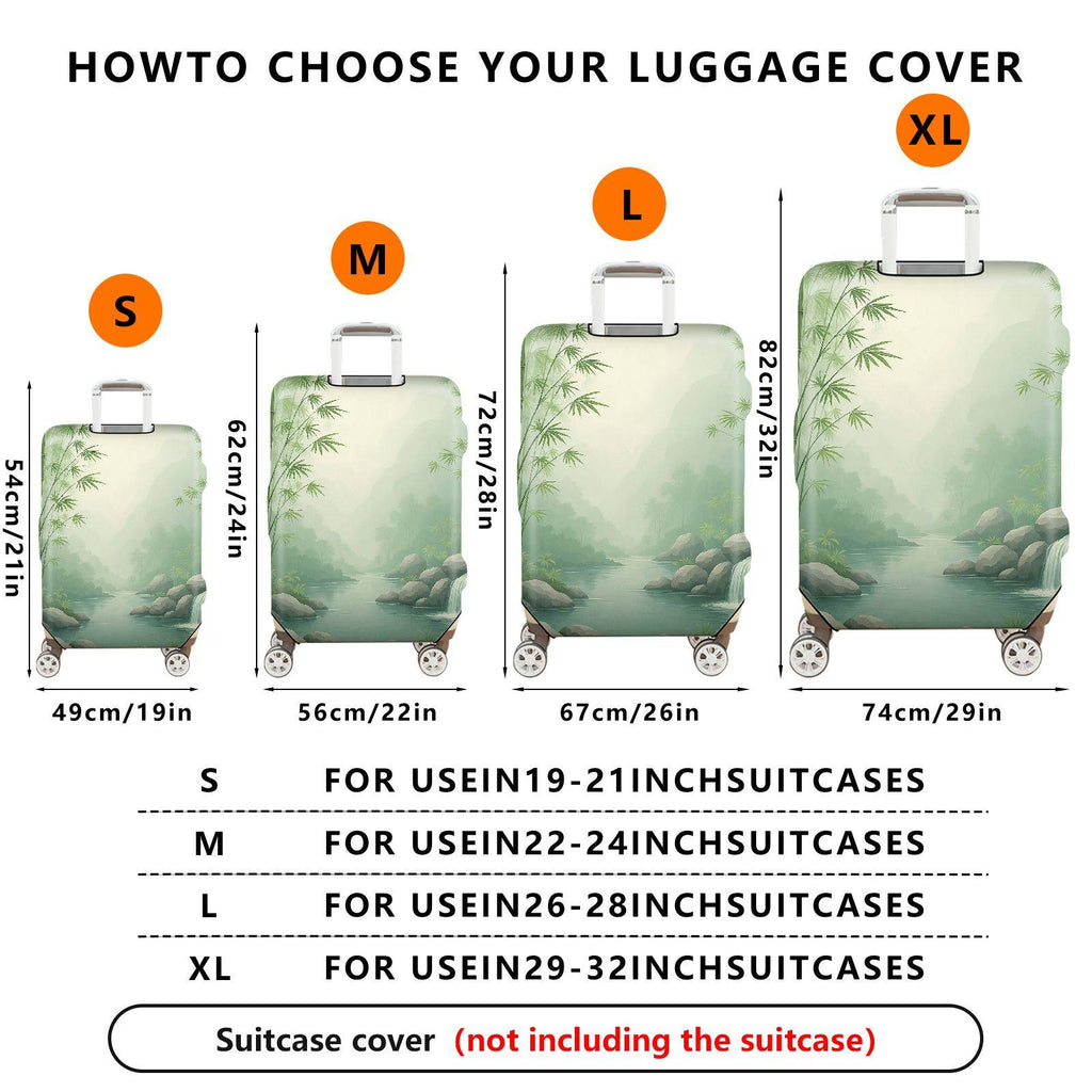1-Piece Forest River Waterfall Nature Landscape Travel  Suitcase Luggage Cover, Stretch Protective Sleeve