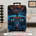 1-Piece Airplane Cockpit Night Sky Starry Universe Aerospace  Suitcase Luggage Cover, Stretch Protective Sleeve