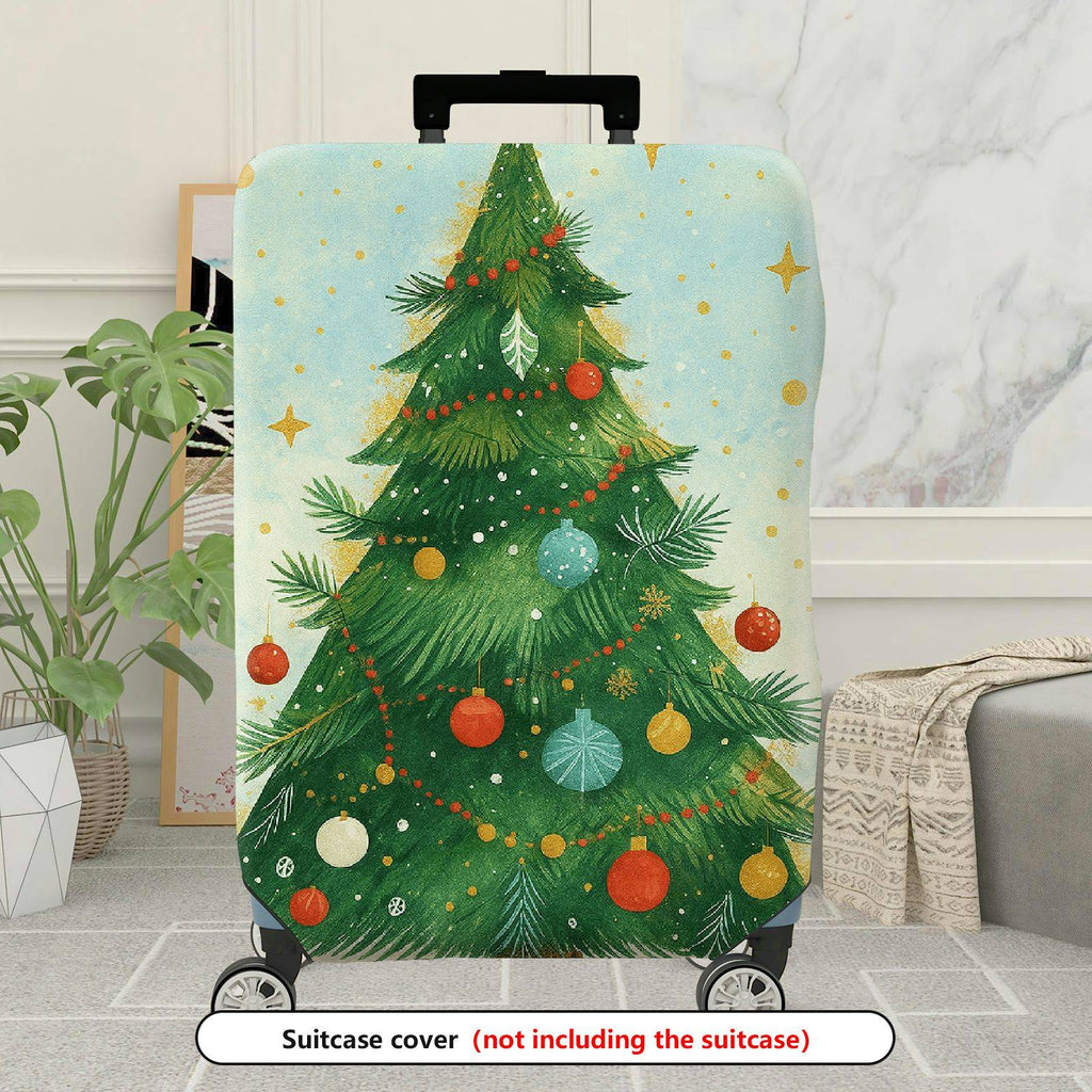1-Piece Christmas Tree Decorative Festive Holiday Colorful  Suitcase Luggage Cover, Stretch Protective Sleeve