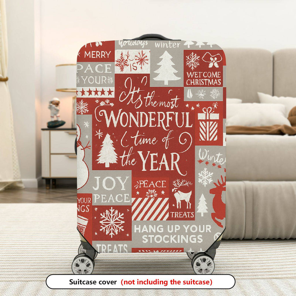 1-Piece Christmas Holiday Winter Snowflake Tree Reindeer  Suitcase Luggage Cover, Stretch Protective Sleeve