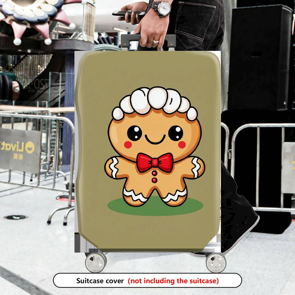 1-Piece Cute  Gingerbread Christmas Holiday Fun Festive  Suitcase Luggage Cover, Stretch Protective Sleeve