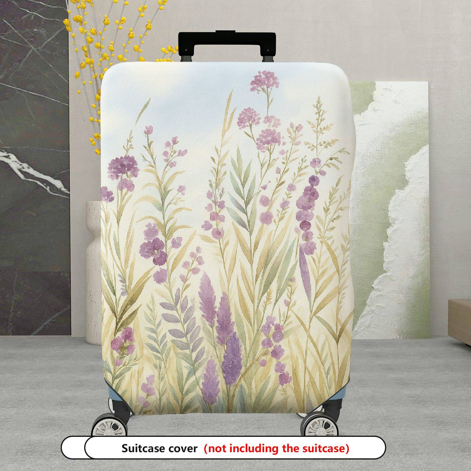 1-Piece Retro Floral Pastoral Wildflower Landscape Nature  Suitcase Luggage Cover, Stretch Protective Sleeve