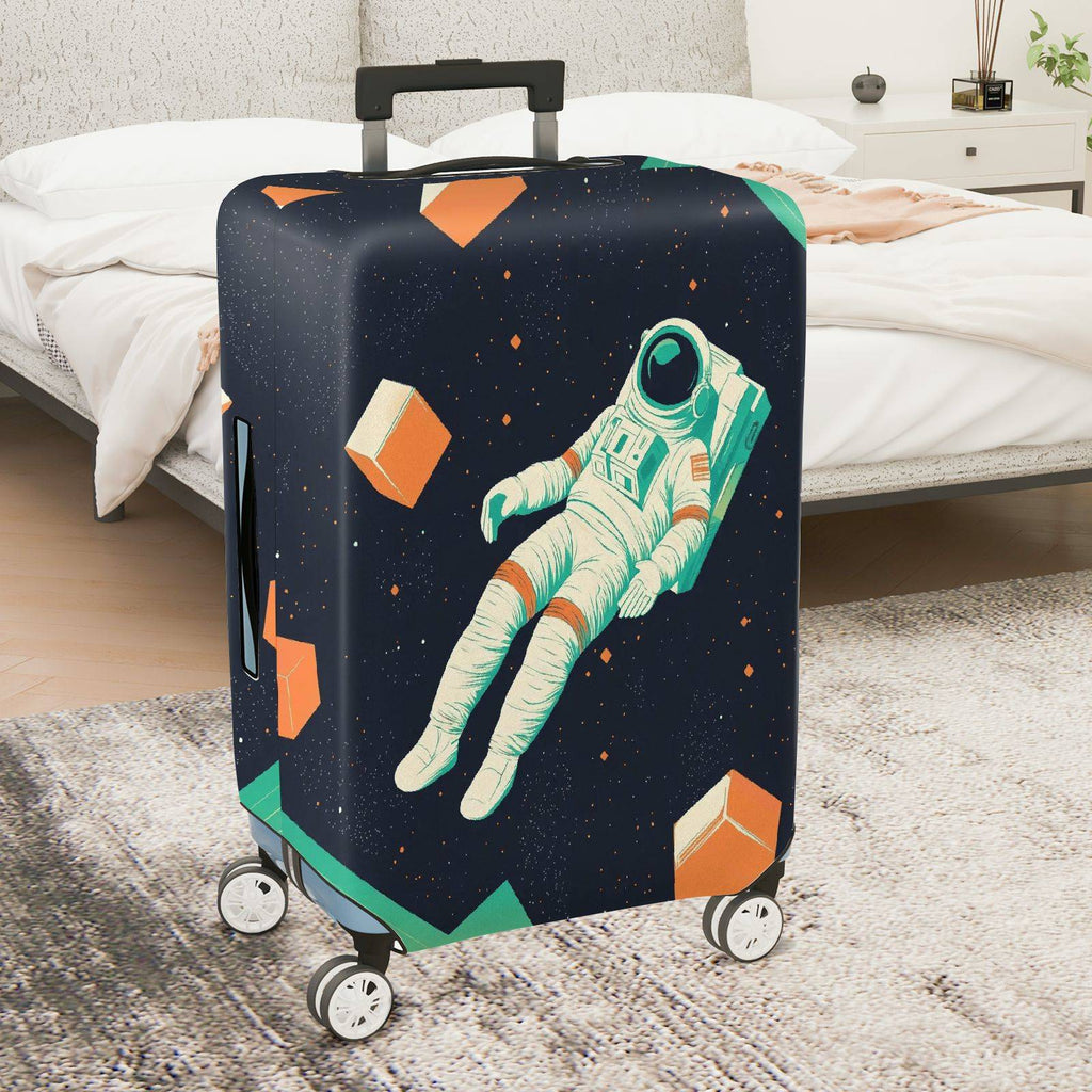 1-Piece Astronaut Space Galaxy Cosmic Floating Cubes  Suitcase Luggage Cover, Stretch Protective Sleeve