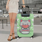 1-Piece Cute Cat Watermelon Heart Green Fun  Suitcase Luggage Cover, Stretch Protective Sleeve