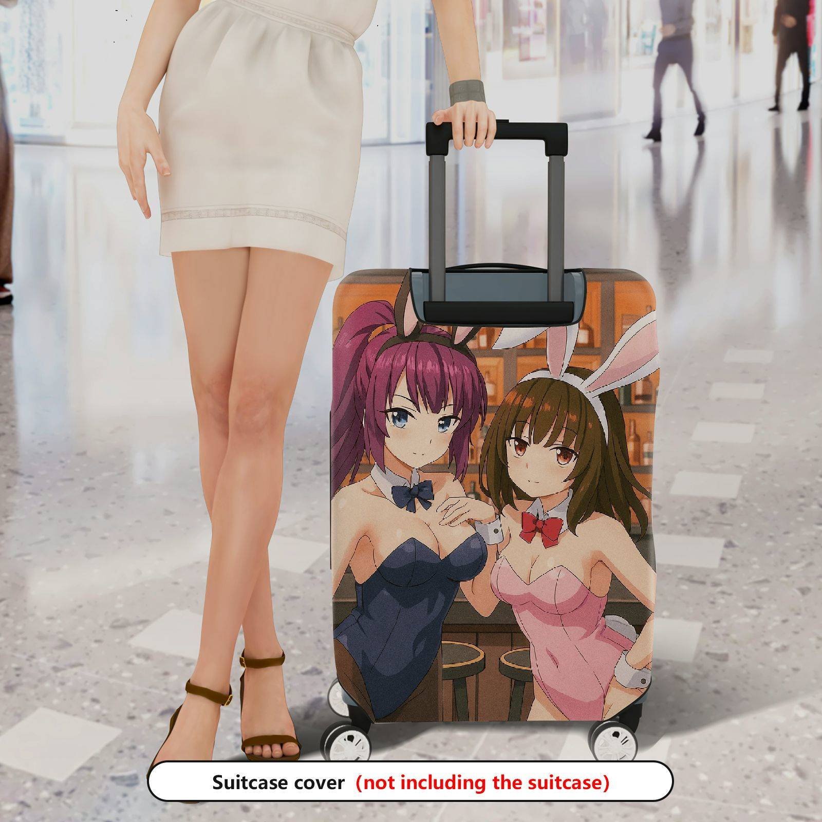 1-Piece Anime Bunny Girl Bar Lounge  Character Decorative  Suitcase Luggage Cover, Stretch Protective Sleeve