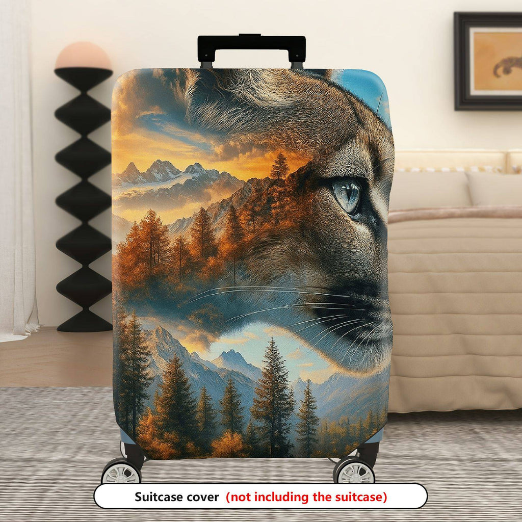 1-Piece Mountain Forest Animal Cat Landscape Nature  Suitcase Luggage Cover, Stretch Protective Sleeve