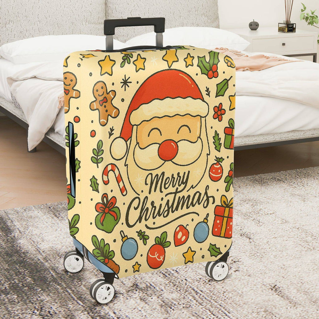1-Piece Santa Gingerbread Candy Cane Christmas Holiday Gift  Suitcase Luggage Cover, Stretch Protective Sleeve