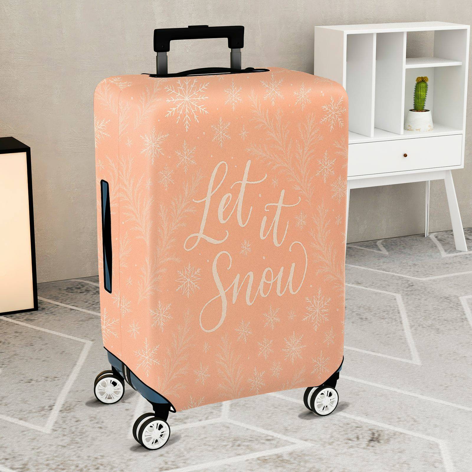 1-Piece Snowflake Winter Holiday Christmas Festive Snow  Suitcase Luggage Cover, Stretch Protective Sleeve