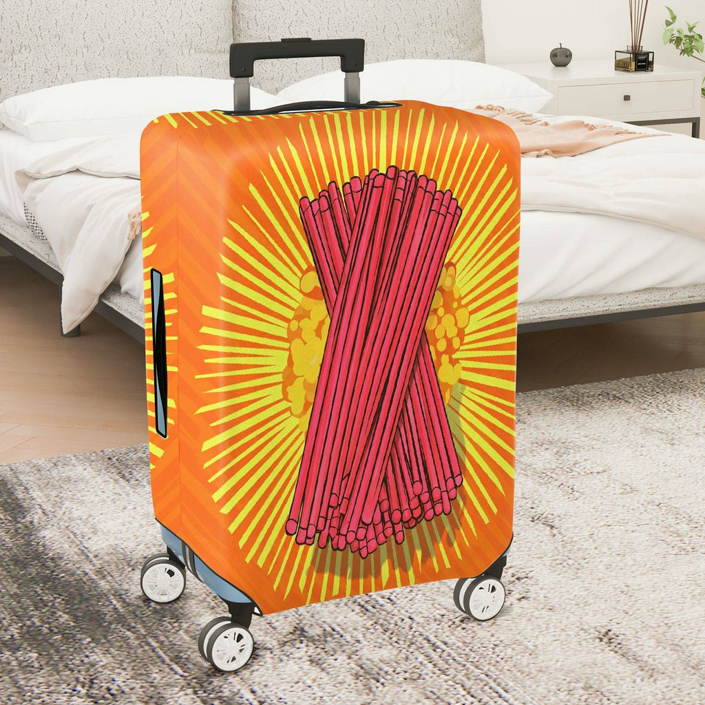 1-Piece Festive Orange Firecrackers Holiday Celebration Vibrant  Suitcase Luggage Cover, Stretch Protective Sleeve
