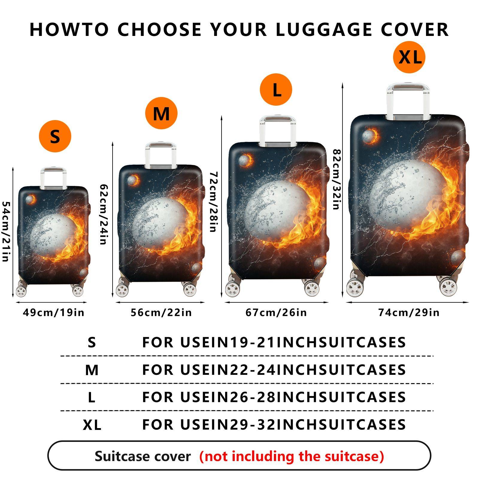 1-Piece Fire Water Cosmic Planet Explosion  Suitcase Luggage Cover, Stretch Protective Sleeve