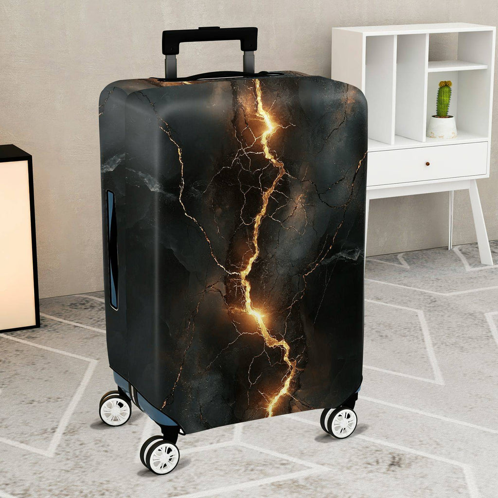 1-Piece Abstract Lightning Crack Pattern Dark Marble Modern Stylish Unique  Suitcase Luggage Cover, Stretch Protective Sleeve