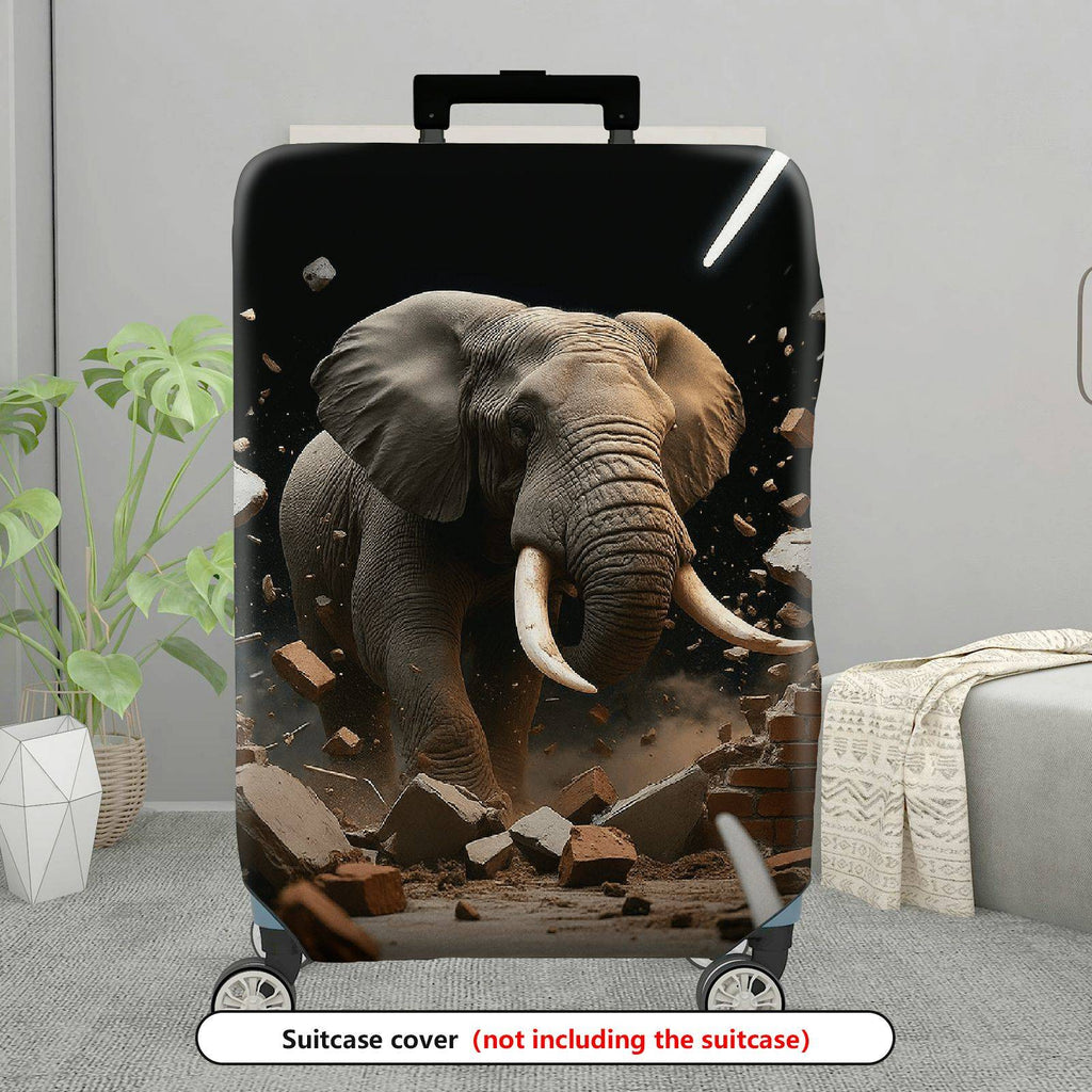 1-Piece Elephant Brick Wall Illustration Bold Impact Artistic Creative Elephant theme, Holiday  Suitcase Luggage Cover, Stretch Protective Sleeve