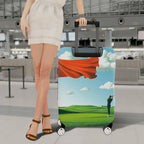 1-Piece Sky Landscape Golfing Red Flag Countryside  Suitcase Luggage Cover, Stretch Protective Sleeve