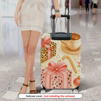 1-Piece Gift Coffee Leopard Candy Ornament Holiday  Suitcase Luggage Cover, Stretch Protective Sleeve