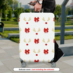 1-Piece Holiday Reindeer Bow Festive Cheerful Joyful  Suitcase Luggage Cover, Stretch Protective Sleeve