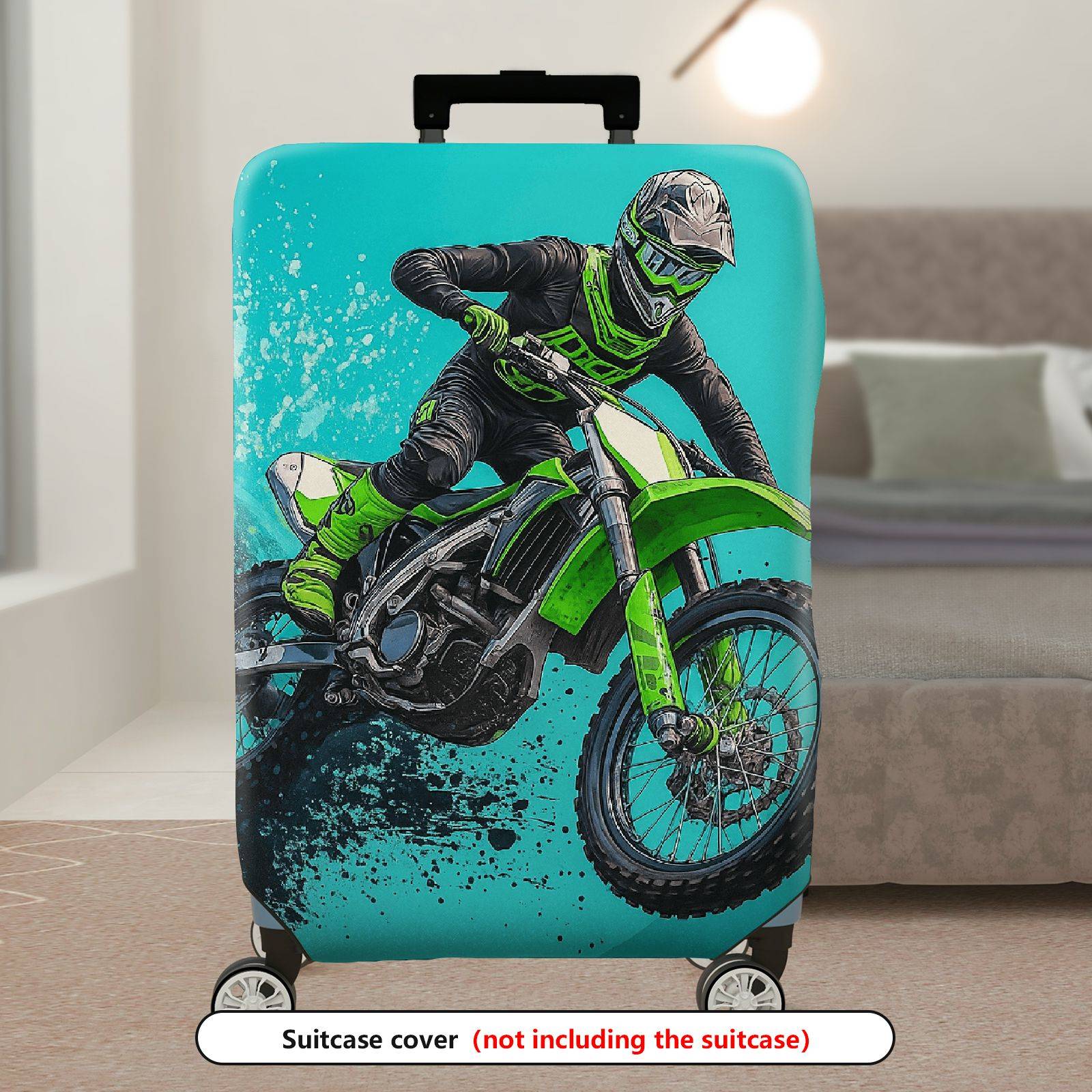 1-Piece Adventure Motorbike Rider Splash Thrill Action  Suitcase Luggage Cover, Stretch Protective Sleeve