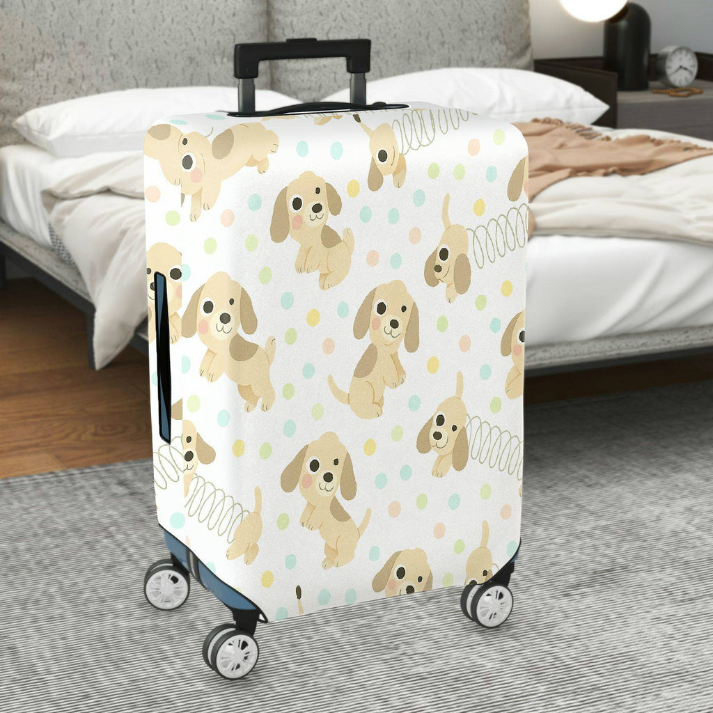 1-Piece Cute  Puppy Dog Polka Dot Spring Travel  Suitcase Luggage Cover, Stretch Protective Sleeve