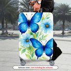 1-Piece Butterfly Floral Blue Leaves Daisy  Suitcase Luggage Cover, Stretch Protective Sleeve