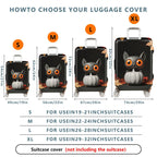 1-Piece Cute Cat Halloween Autumn Leaves Pumpkin  Suitcase Luggage Cover, Stretch Protective Sleeve