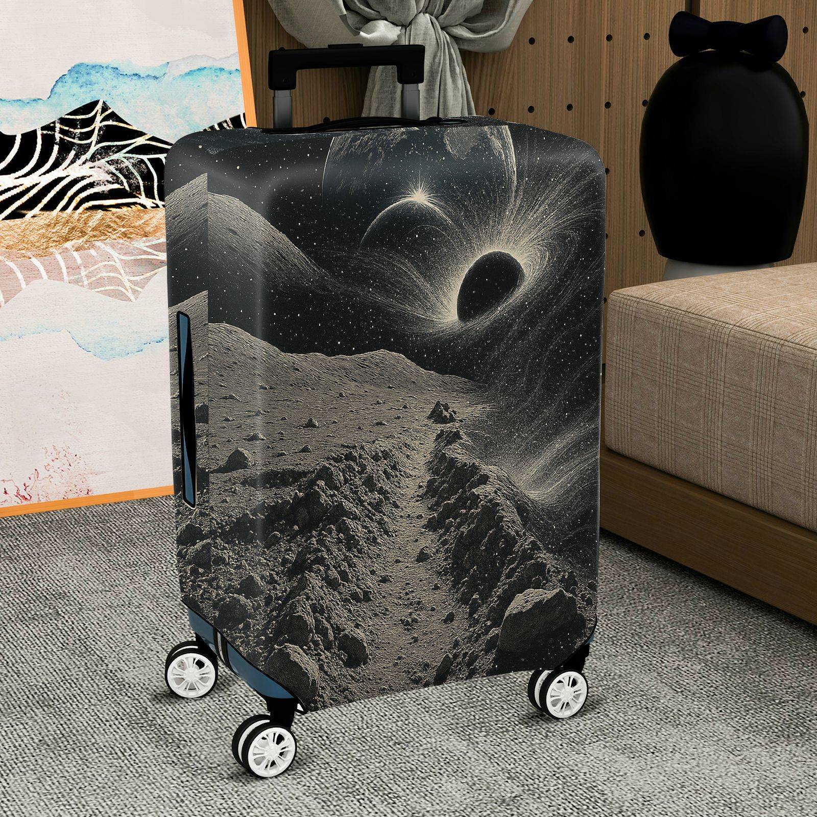 1-Piece Space Galaxy Moon Planet Astronomy Cosmic  Suitcase Luggage Cover, Stretch Protective Sleeve