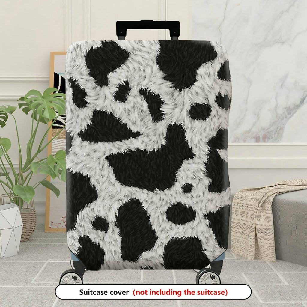 1-Piece Animal Print Black White Furry Cow Abstract  Suitcase Luggage Cover, Stretch Protective Sleeve