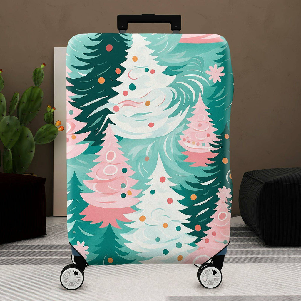 1-Piece Christmas Tree Festive Winter Holiday Pattern  Suitcase Luggage Cover, Stretch Protective Sleeve