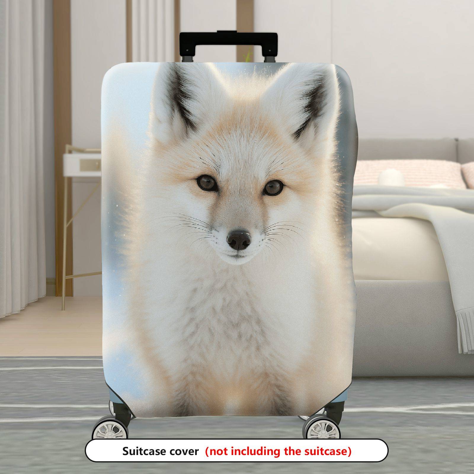 1-Piece Cute Fox Snowy Forest Animal Wildlife Nature Art  Suitcase Luggage Cover, Stretch Protective Sleeve