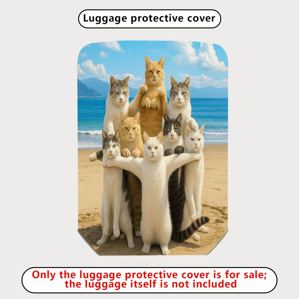 1-Piece Beach Cat Group Summer Fun Vibrant Cute Playful  Suitcase Luggage Cover, Stretch Protective Sleeve