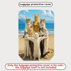 1-Piece Beach Cat Group Summer Fun Vibrant Cute Playful  Suitcase Luggage Cover, Stretch Protective Sleeve