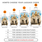 1-Piece Beach Cat Group Summer Fun Vibrant Cute Playful  Suitcase Luggage Cover, Stretch Protective Sleeve