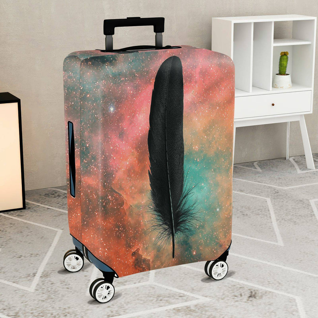 1-Piece Cosmic Dream Feather Galaxy Starry Sky Artistic  Suitcase Luggage Cover, Stretch Protective Sleeve