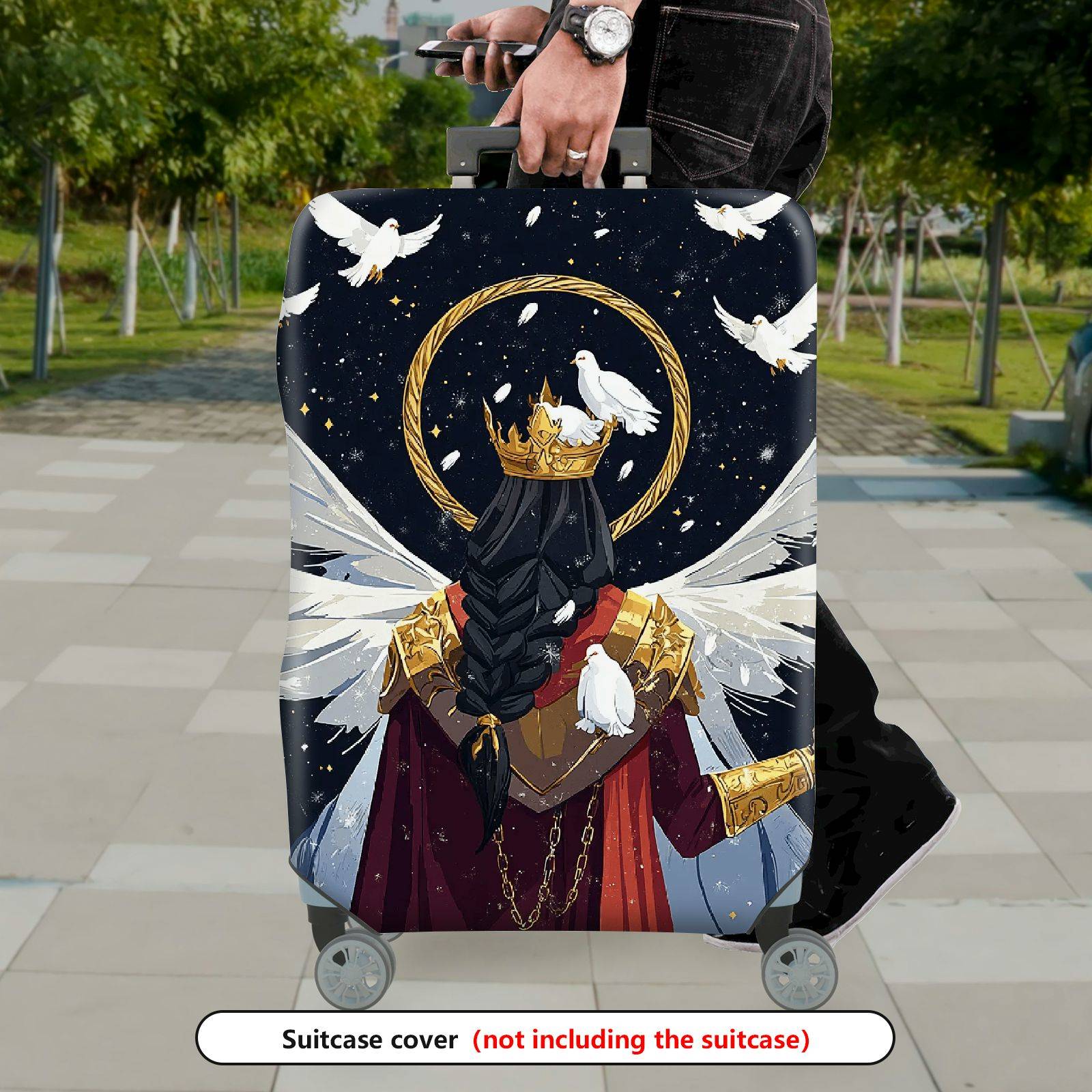 1-Piece Angel Crown Wing Feather Dove Star  Suitcase Luggage Cover, Stretch Protective Sleeve