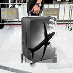 1-Piece Airplane Travel Clouds Sky Black and White  Suitcase Luggage Cover, Stretch Protective Sleeve