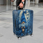 1-Piece Blue Gnome Lantern Moon Butterfly Floral  Suitcase Luggage Cover, Stretch Protective Sleeve