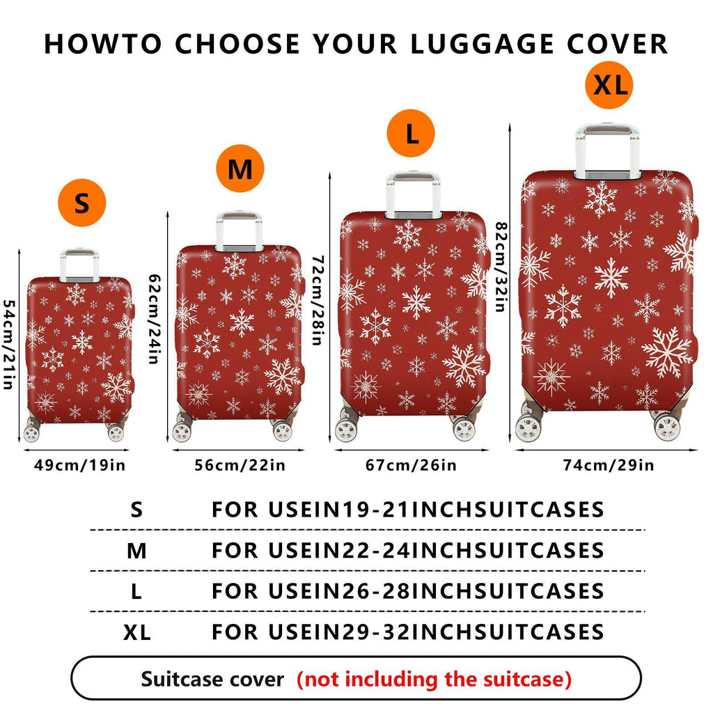 1-Piece Red White Snowflake Christmas Holiday Winter Pattern  Suitcase Luggage Cover, Stretch Protective Sleeve