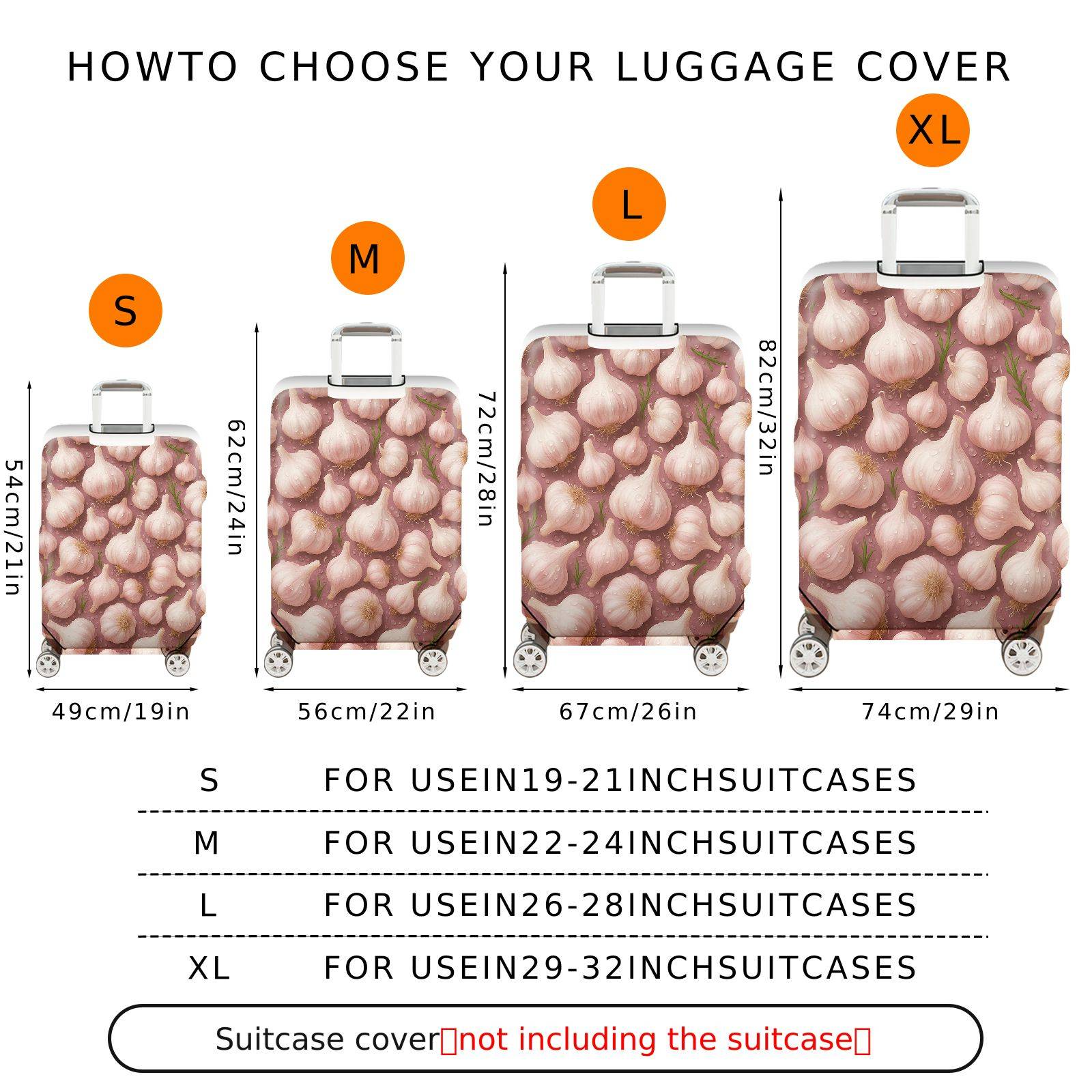 1-Piece Garlic Artistic Cute Unique Stylish Fun  Suitcase Luggage Cover, Stretch Protective Sleeve