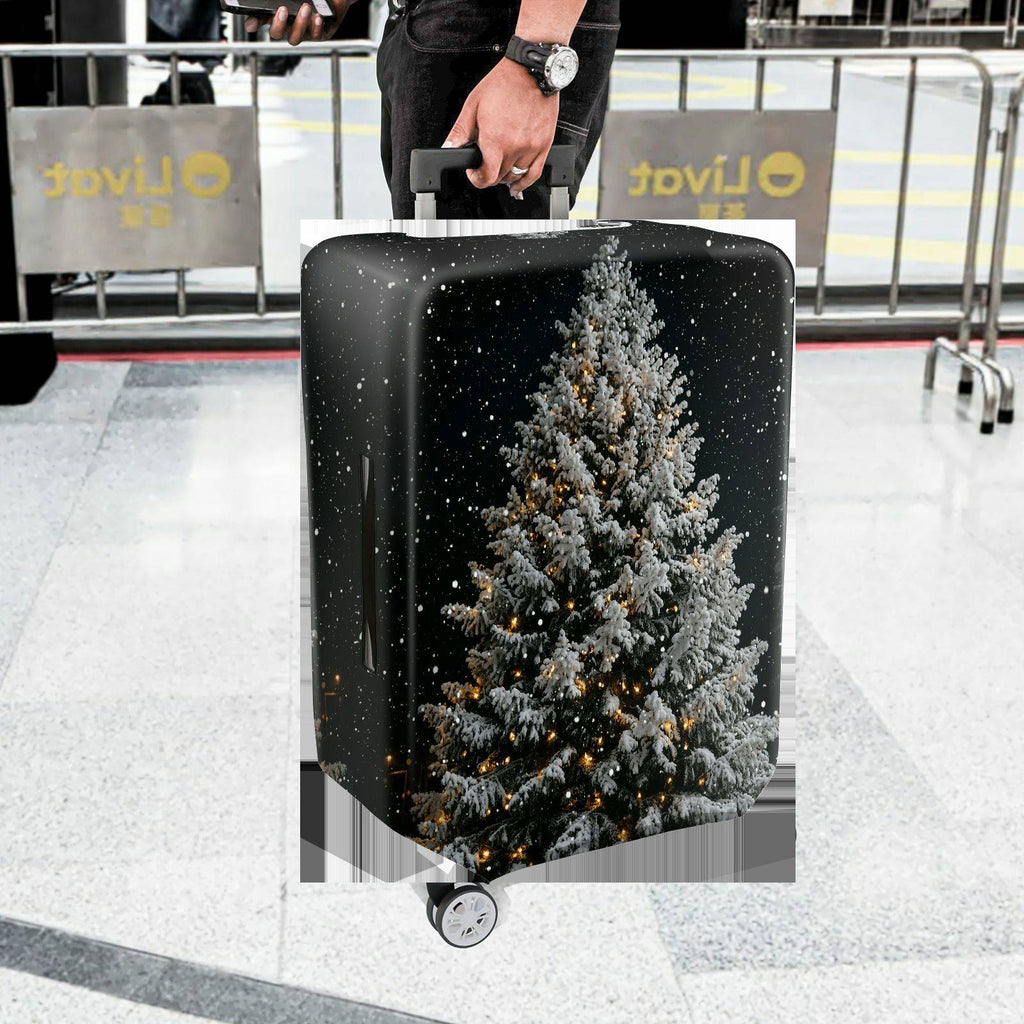 1-Piece Christmas Snow Tree Festive Winter Holiday  Suitcase Luggage Cover, Stretch Protective Sleeve