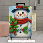 1-Piece Snowman Christmas Winter Holiday Festive Cheer  Suitcase Luggage Cover, Stretch Protective Sleeve