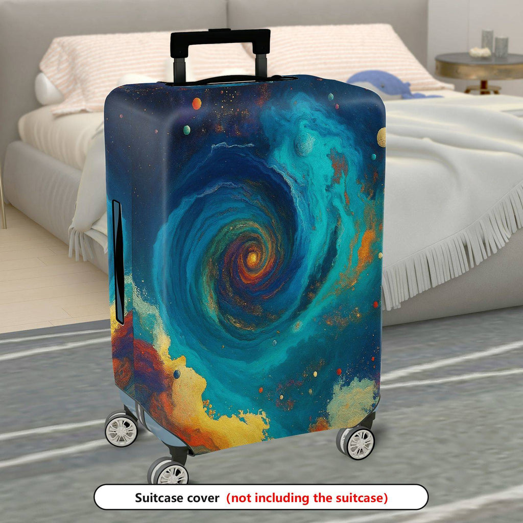 1-Piece Galaxy Swirl Cosmic Nebula Space Planet  Suitcase Luggage Cover, Stretch Protective Sleeve