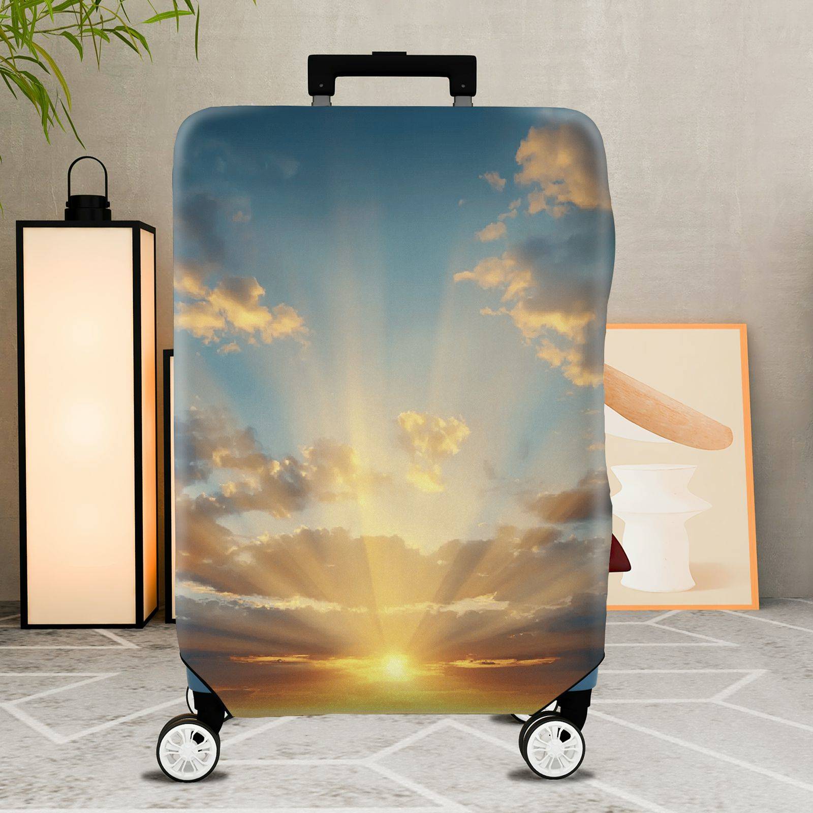 1-Piece Sunrise Sky Cloud Landscape Sunshine Travel  Suitcase Luggage Cover, Stretch Protective Sleeve