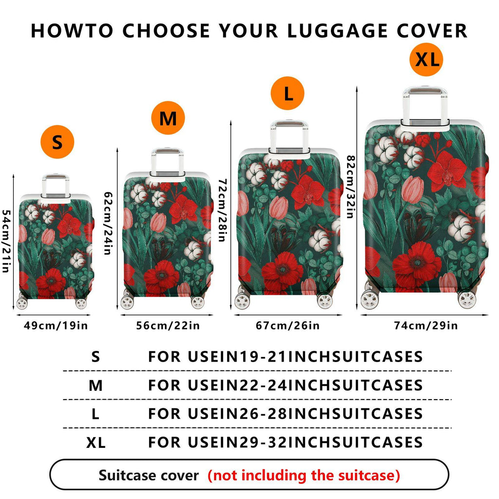 1-Piece Floral Plant Leaves Nature  Suitcase Luggage Cover, Stretch Protective Sleeve
