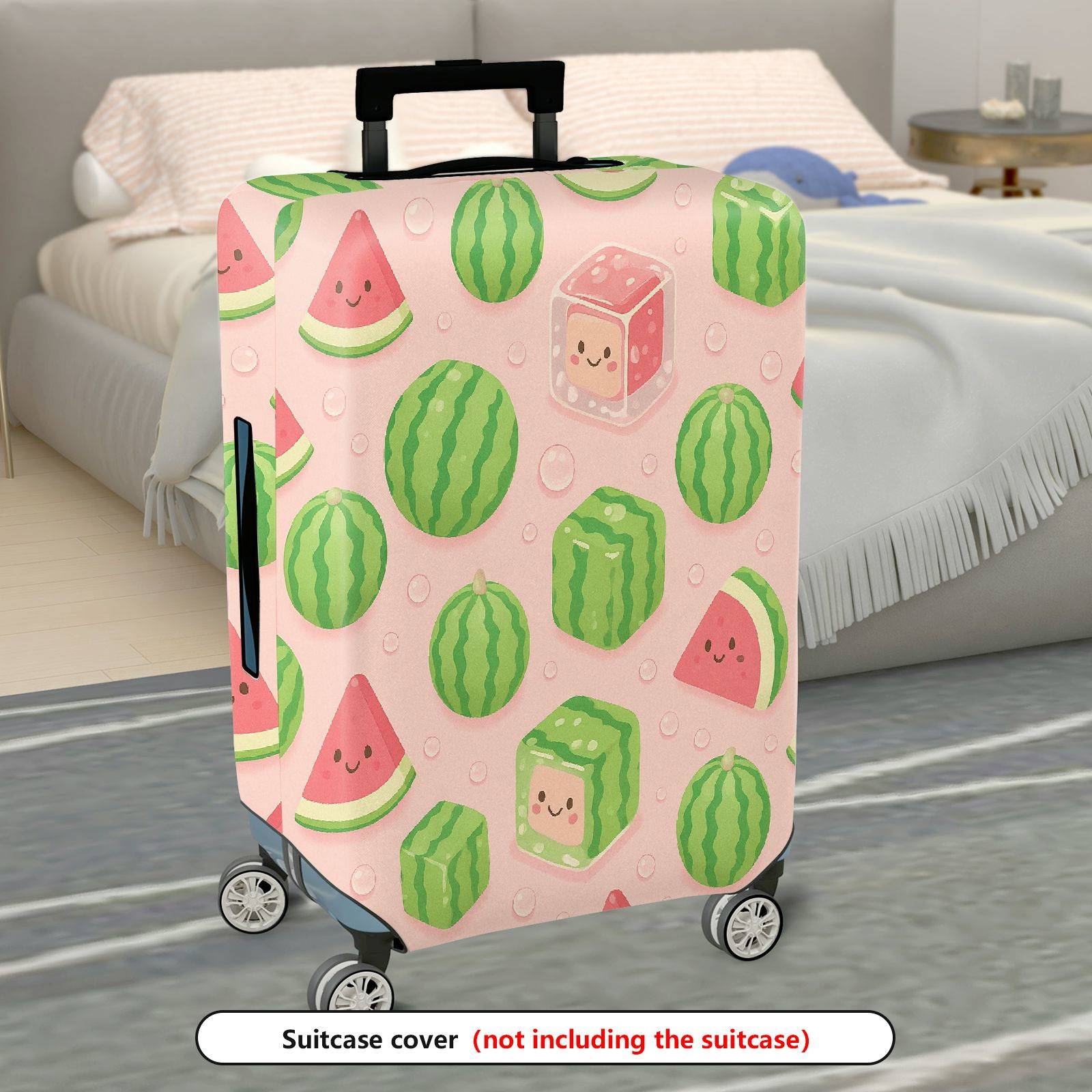 1-Piece Cute Watermelon Pink Fun Cheerful Playful  Suitcase Luggage Cover, Stretch Protective Sleeve