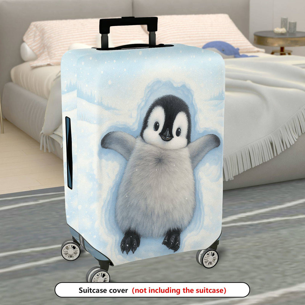 1-Piece Cute Winter Snow Penguin Snowflake Animal  Suitcase Luggage Cover, Stretch Protective Sleeve